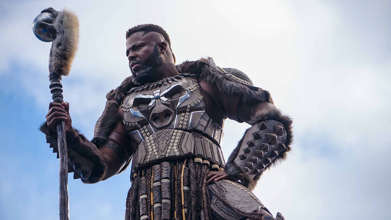 M'Baku (actor Winston Duke) from the film, Marvel Studios' Black Panther: Wakanda Forever.