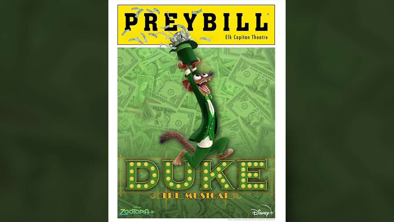 Preybill | Duke: The Musical| A fox running with a hat over his head full of money | Watch the 6 all-new episodes for Disney's Zootopia+, NOW STREAMING only on @DisneyPlus!