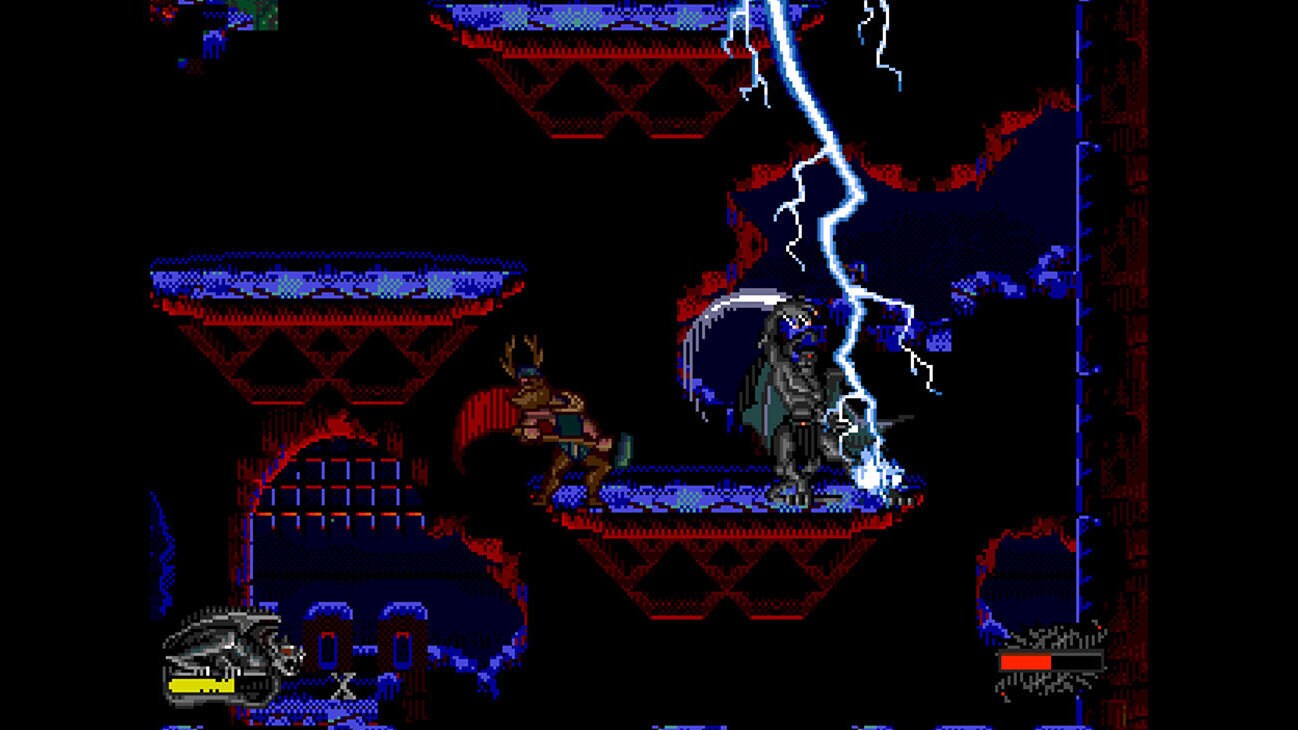 Screenshot of two gargoyles on a platform from the Disney game, "Disney Gargoyles."