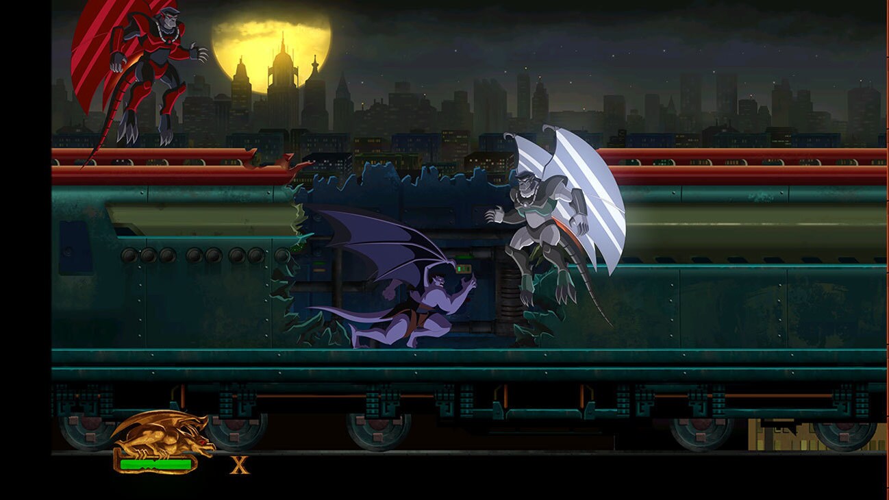 Screenshot fo two gargoyles fighting from the Disney game, "Disney Gargoyles Remastered."