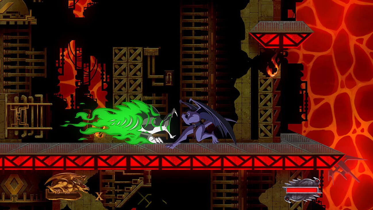 Screenshot of a gargoyle fighting a creature from the Disney game, "Disney Gargoyles."