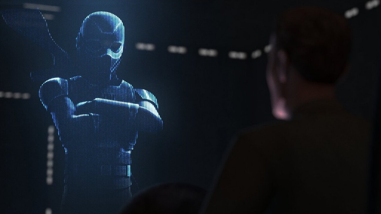 A holograph of Clone X in the Disney+ Original series, Star Wars: The Bad Batch.