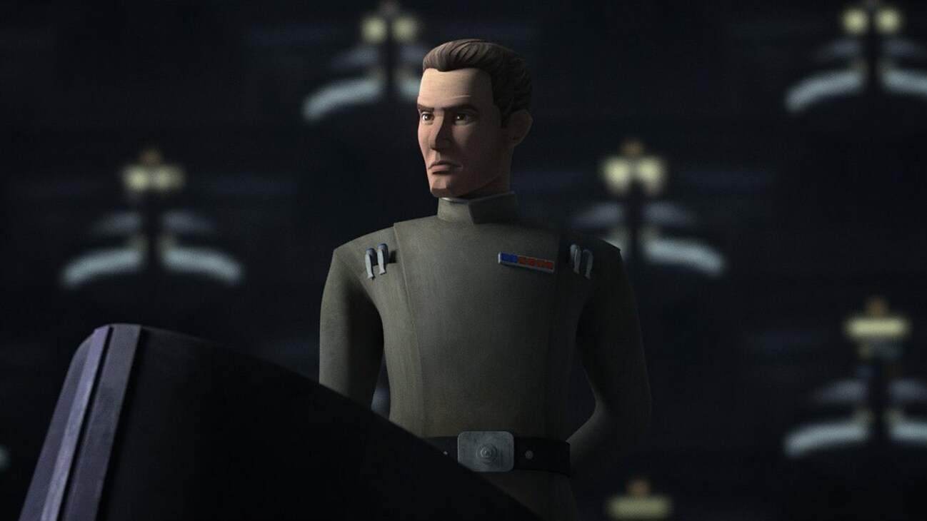 Vice Admiral Rampart on the podium at the senate in the Disney+ Original series, Star Wars: The Bad Batch.