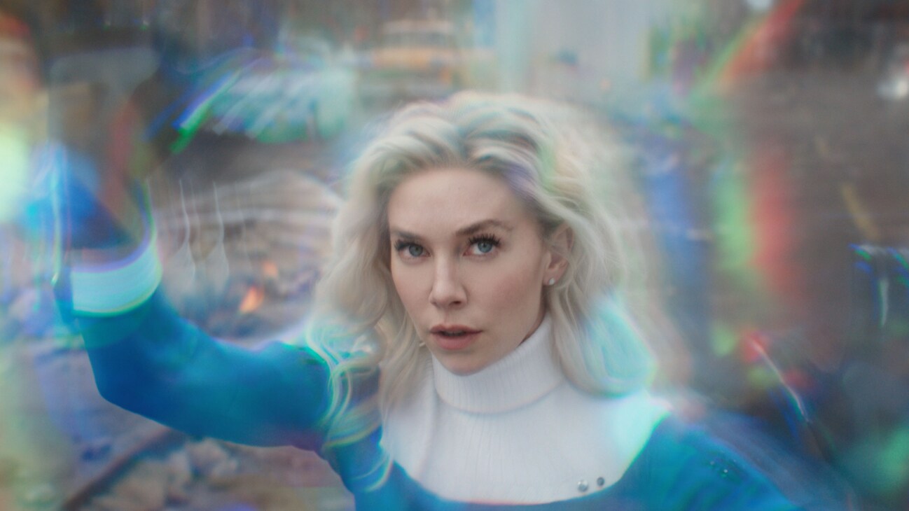 Vanessa Kirby as Sue Storm/Invisible Woman in 20th Century Studios/Marvel Studios' THE FANTASTIC FOUR: FIRST STEPS. Photo courtesy of 20th Century Studios/Marvel Studios. © 2025 20th Century Studios / © and ™ 2025 MARVEL.