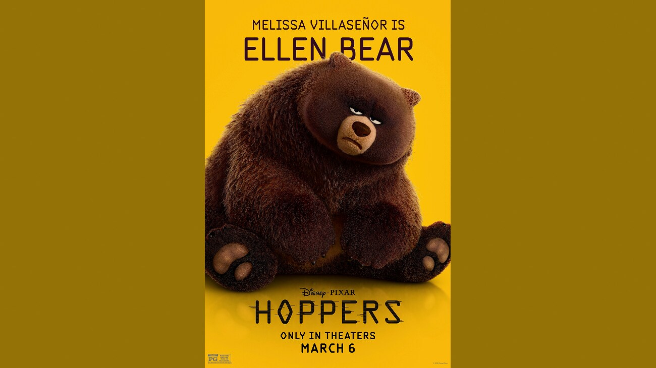 Melissa Villaseñor is Ellen Bear | Disney•Pixar | Hoppers | Only in theaters March 6 | Rated PG | movie post