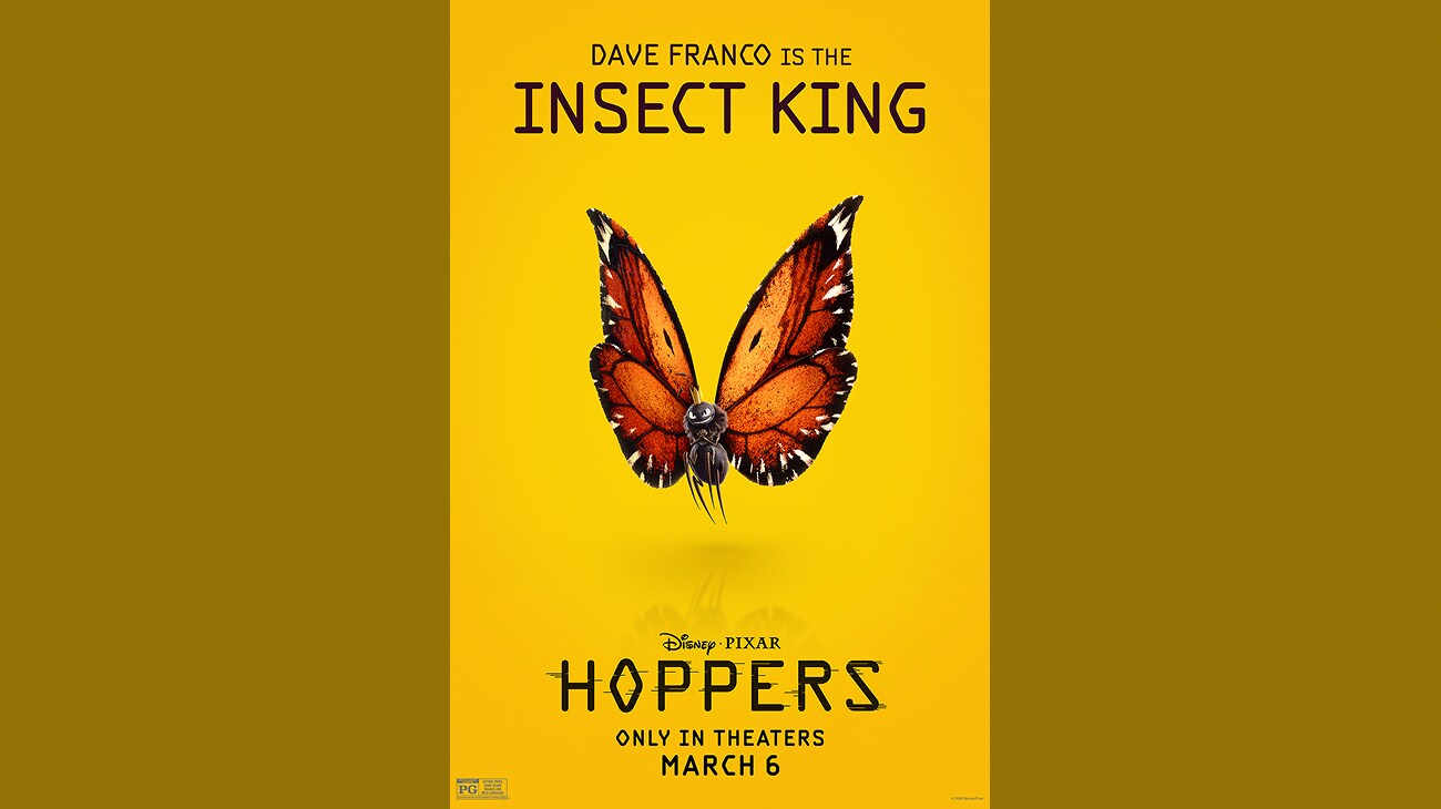 Dave Franco is the Insect King | Disney•Pixar | Hoppers | Only in theaters March 6 | Rated PG | movie post