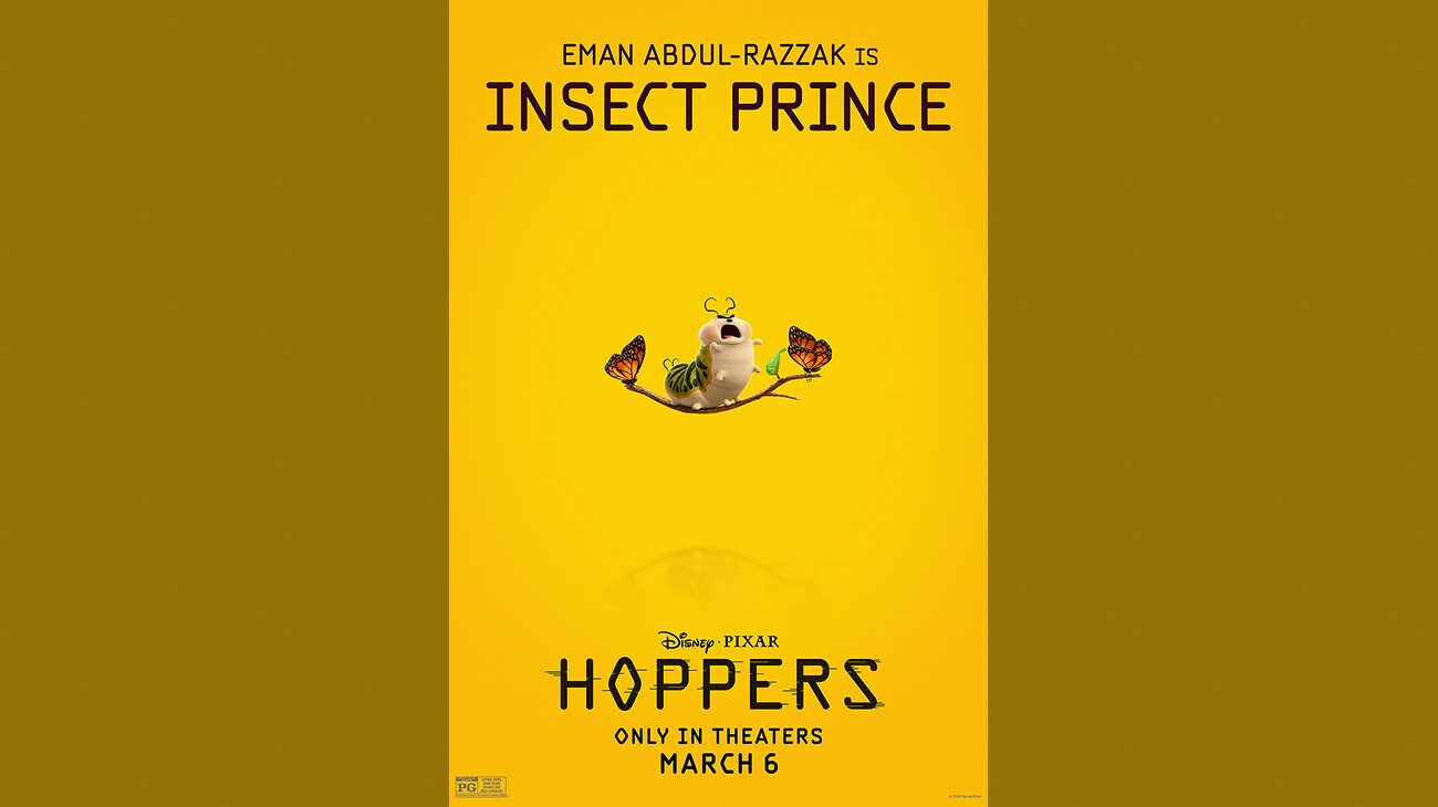 Eman Abdul-Razzak is Insect Prince | Disney•Pixar | Hoppers | Only in theaters March 6 | Rated PG | movie post