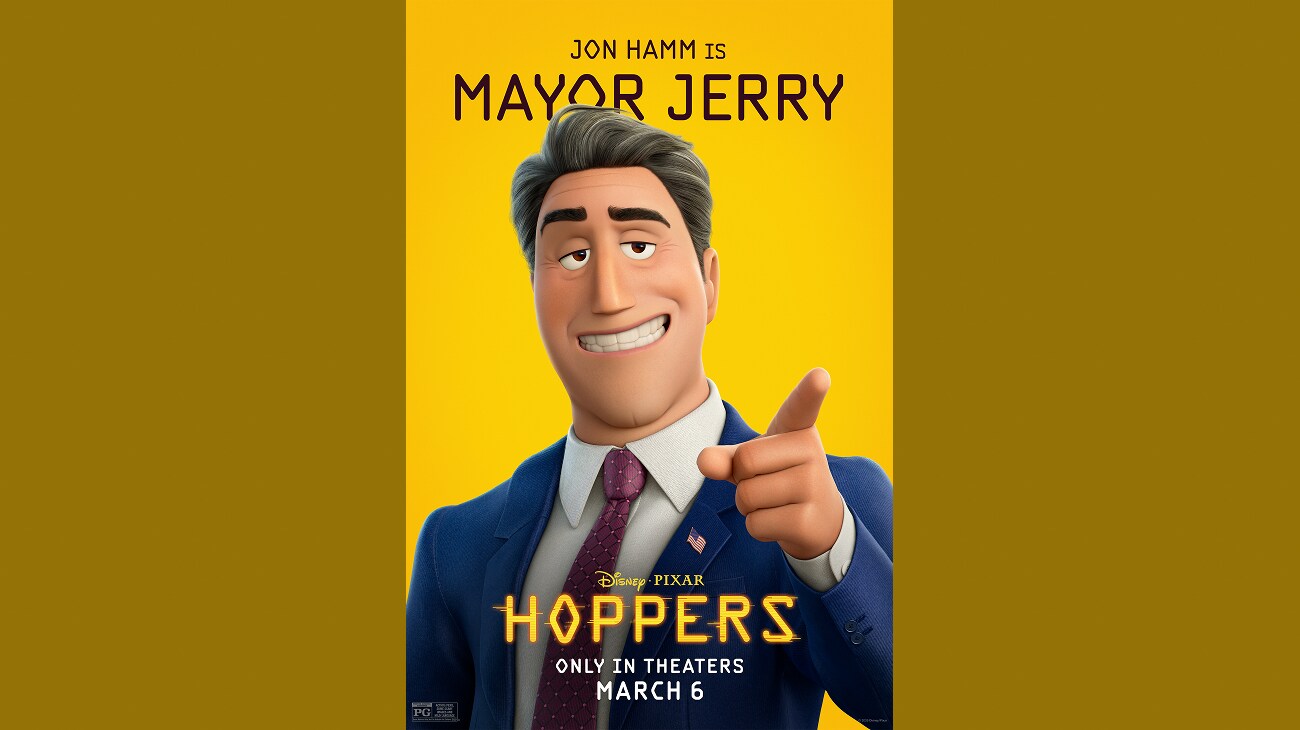 Jon Hamm is Mayor Jerry | Disney•Pixar | Hoppers | Only in theaters March 6 | Rated PG | movie post