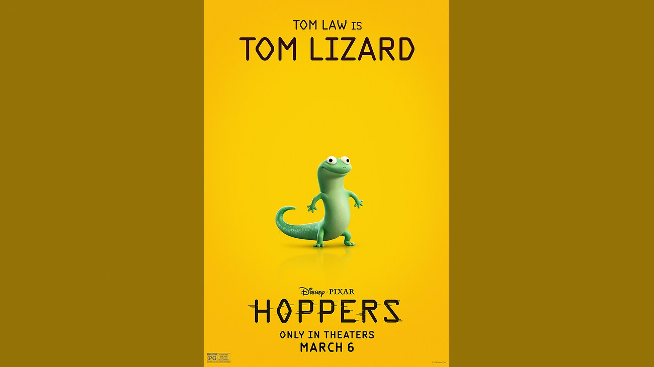 Tom Law is Tom Lizard | Disney•Pixar | Hoppers | Only in theaters March 6 | Rated PG | movie post