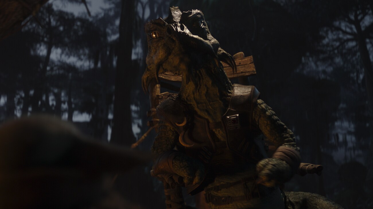 (L-R) Grogu and Creature in Lucasfilm's THE MANDALORIAN AND GROGU. Photo courtesy of Lucasfilm. © 2026 Lucasfilm Ltd™. All Rights Reserved.