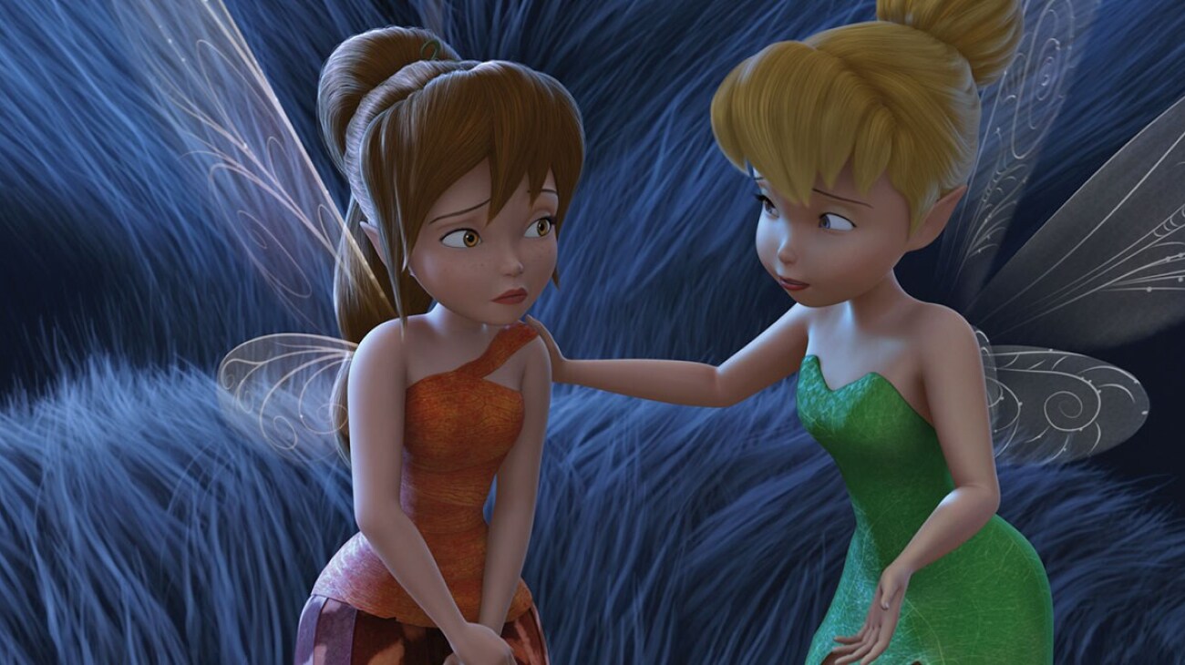 Tinker Bell consoles her friend Fawn.