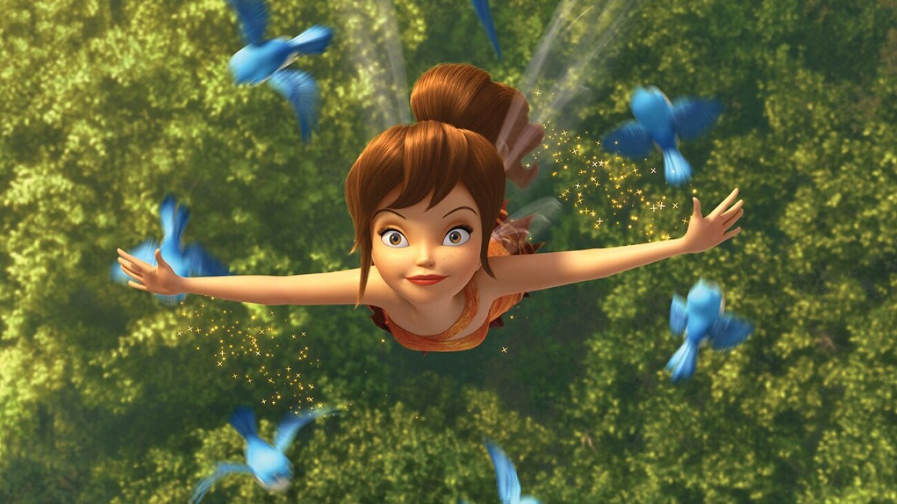 Fawn flies to new heights in a forest.