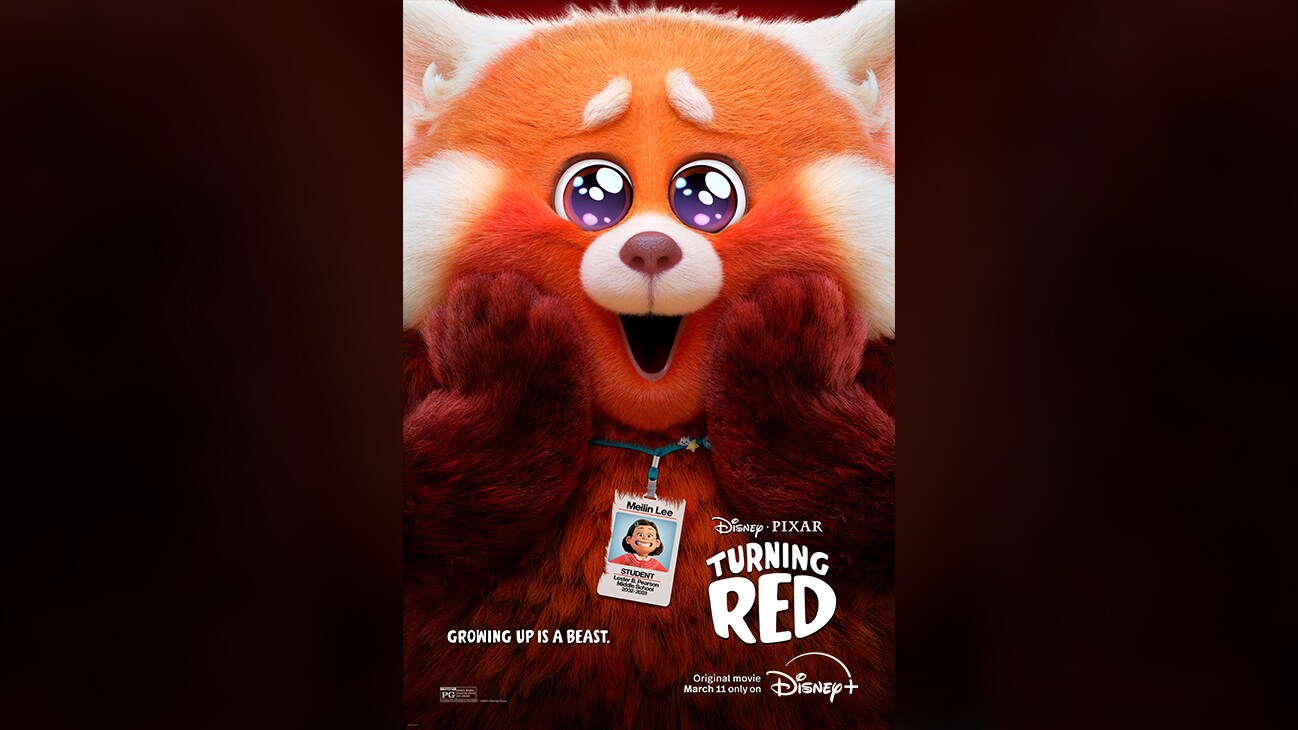 Image of Panda Mei with a happy emotion. | Disney•Pixar Turning Red | Growing up is a beast. | Original movie March 11 only on Disney+ | Rated PG