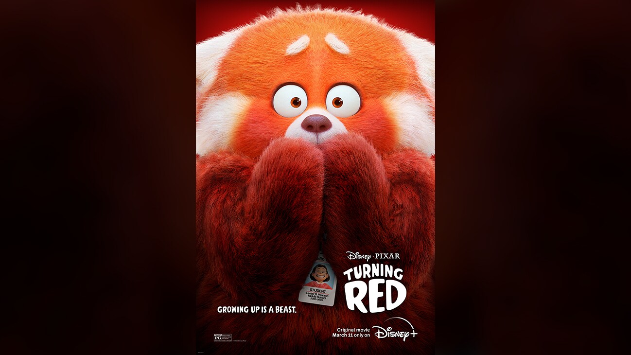 Image of Panda Mei with a nervous emotion. | Disney•Pixar Turning Red | Growing up is a beast. | Original movie March 11 only on Disney+ | Rated PG