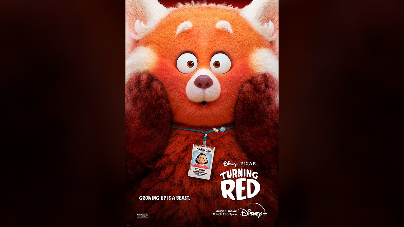 Image of Panda Mei with a surprised emotion. | Disney•Pixar Turning Red | Growing up is a beast. | Original movie March 11 only on Disney+ | Rated PG