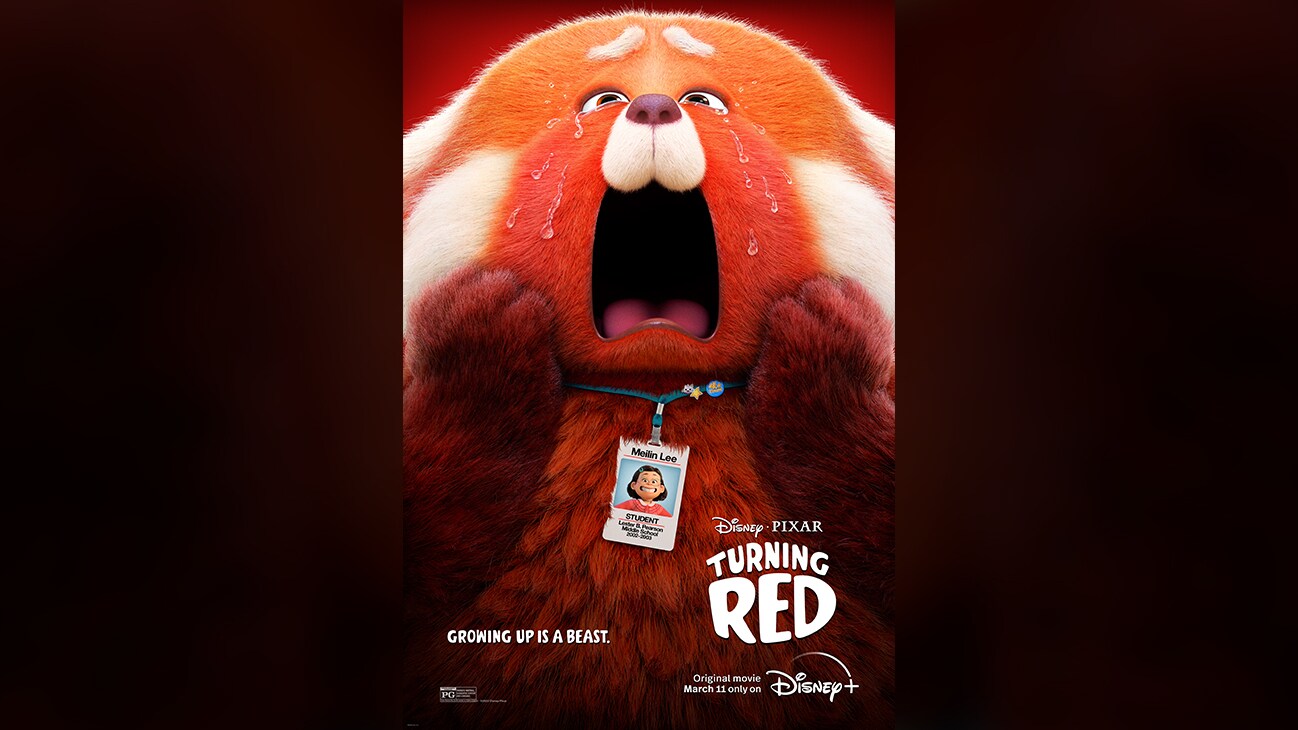 Image of Panda Mei with a wailing emotion. | Disney•Pixar Turning Red | Growing up is a beast. | Original movie March 11 only on Disney+ | Rated PG