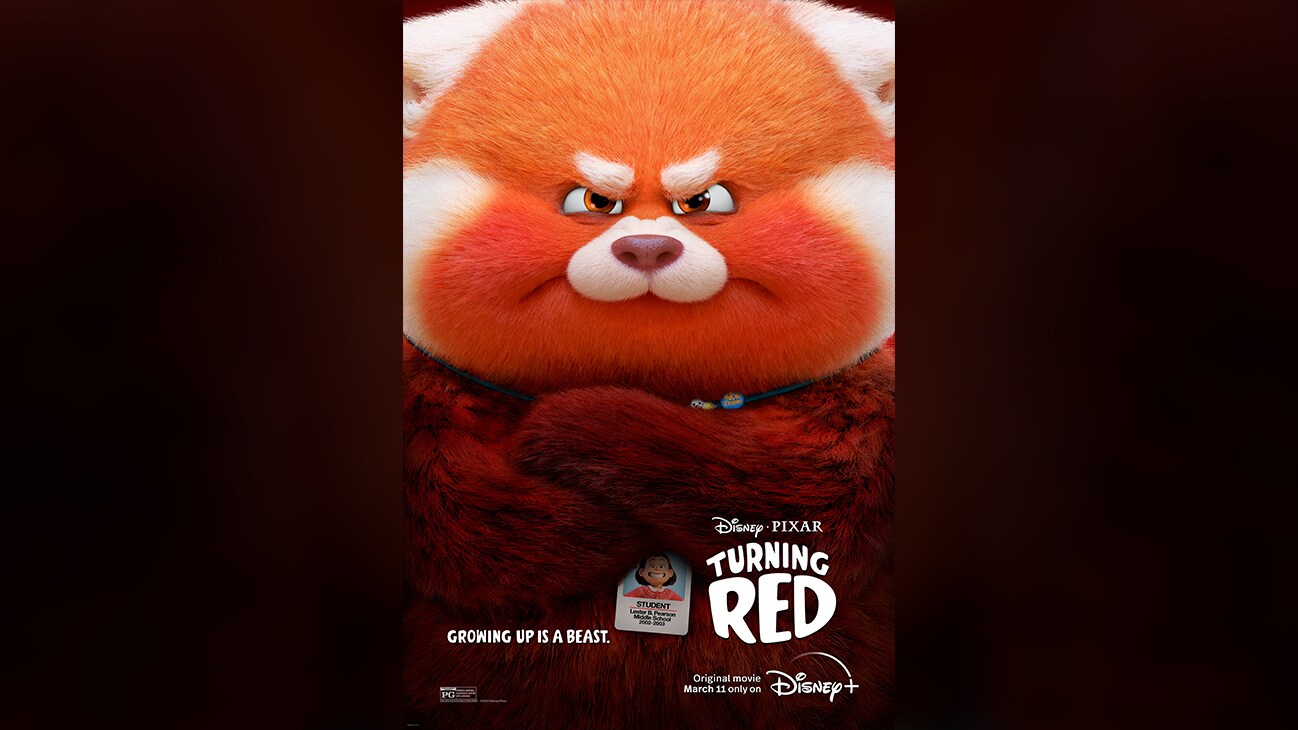 Image of Panda Mei with an angry emotion. | Disney•Pixar Turning Red | Growing up is a beast. | Original movie March 11 only on Disney+ | Rated PG