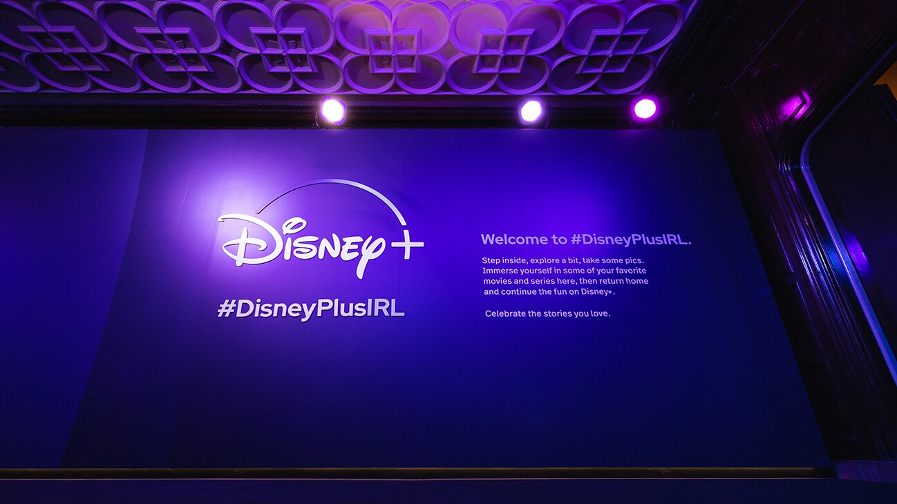 Image of the Disney+ welcome wall at the #DisneyPlusIRL experience.