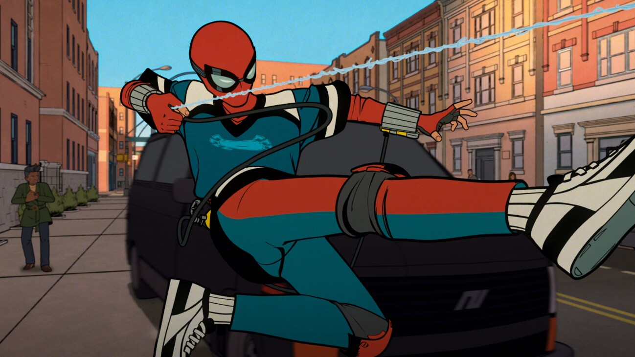 Peter Parker/Spider-Man (Hudson Thames) in Marvel Animation's YOUR FRIENDLY NEIGHBORHOOD SPIDER-MAN, exclusively on Disney+. Photo courtesy of Marvel Animation. © 2024 MARVEL. All Rights Reserved.