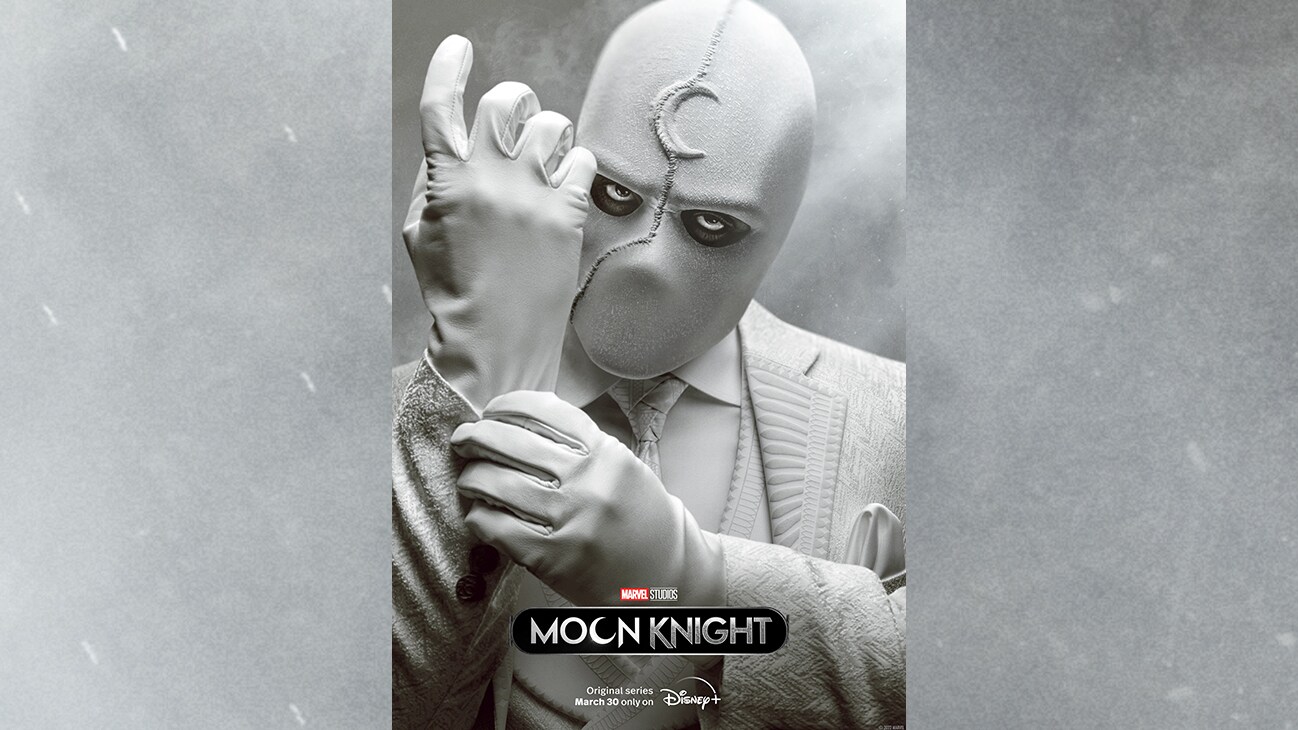 Image of Mr. Knight from the Marvel Studios series "Moon Knight". Original series March 30 only on Disney+.