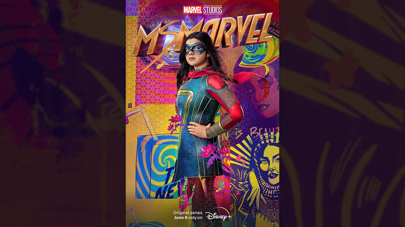 Ms. Marvel/Kamala Khan (actor Iman Vellani) in the Disney+ Original series "Ms. Marvel". | Original series June 8 only on Disney+