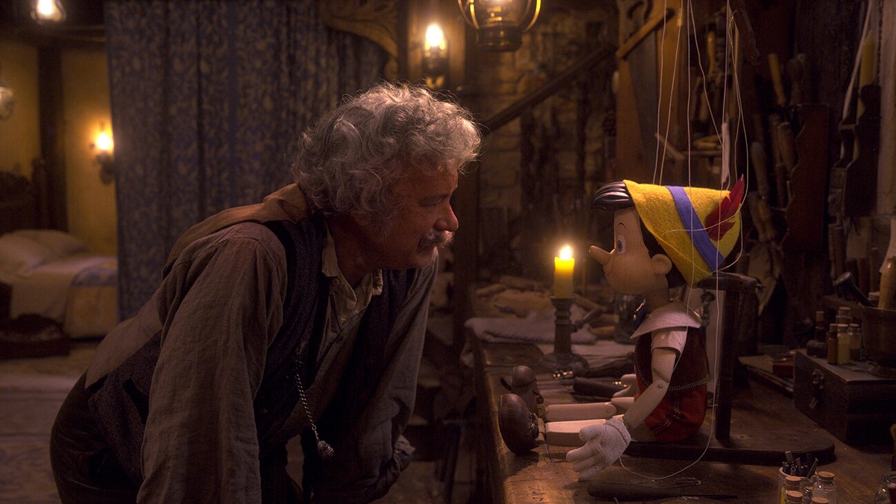 Tom Hanks as Geppetto in PINOCCHIO, exclusively on Disney+. Photo courtesy of Disney Enterprises, Inc. © 2022 Disney Enterprises, Inc. All Rights Reserved.