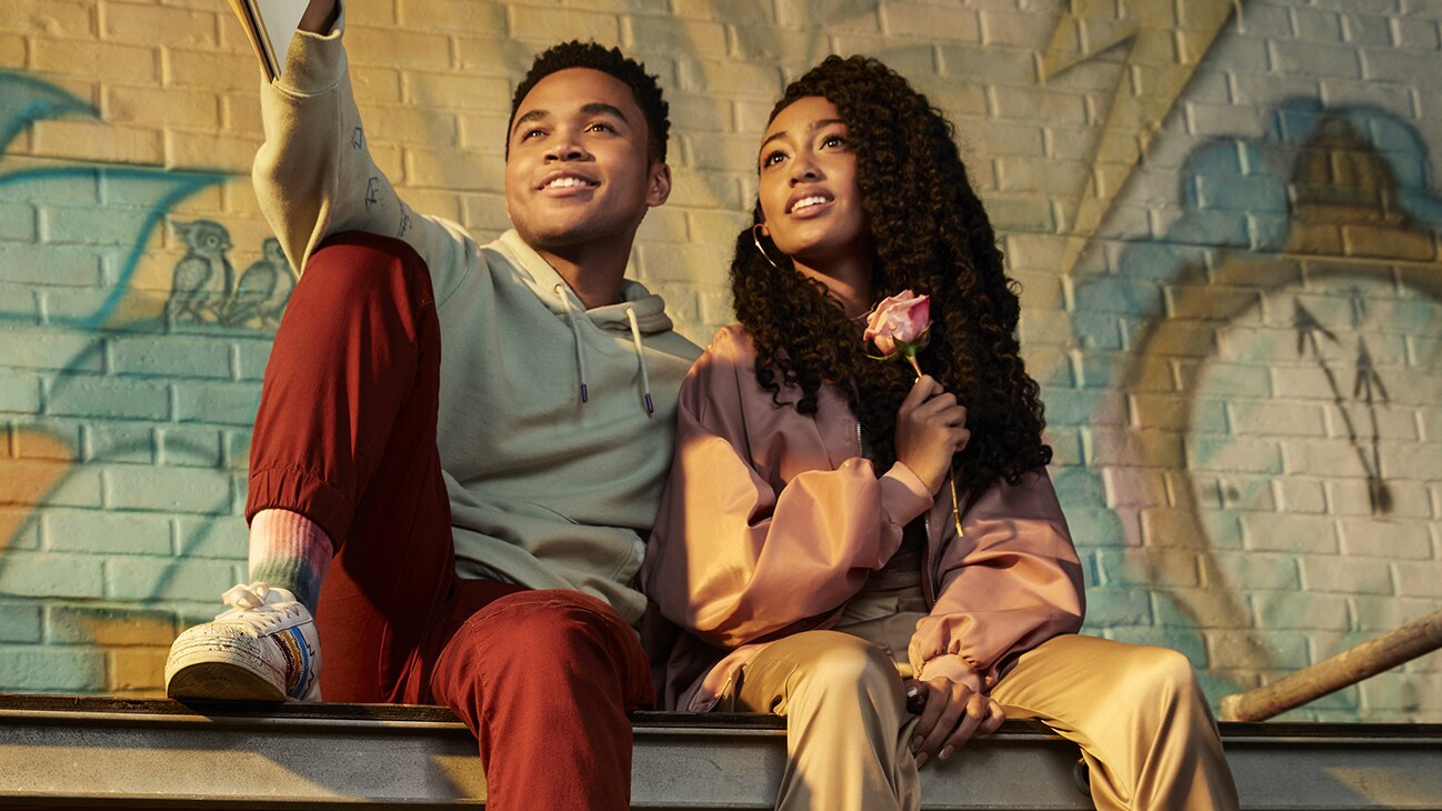 SNEAKERELLA - Disney's "Sneakerella" stars Chosen Jacobs as El, and Lexi Underwood as Kira King. (Disney/Roger Erickson)