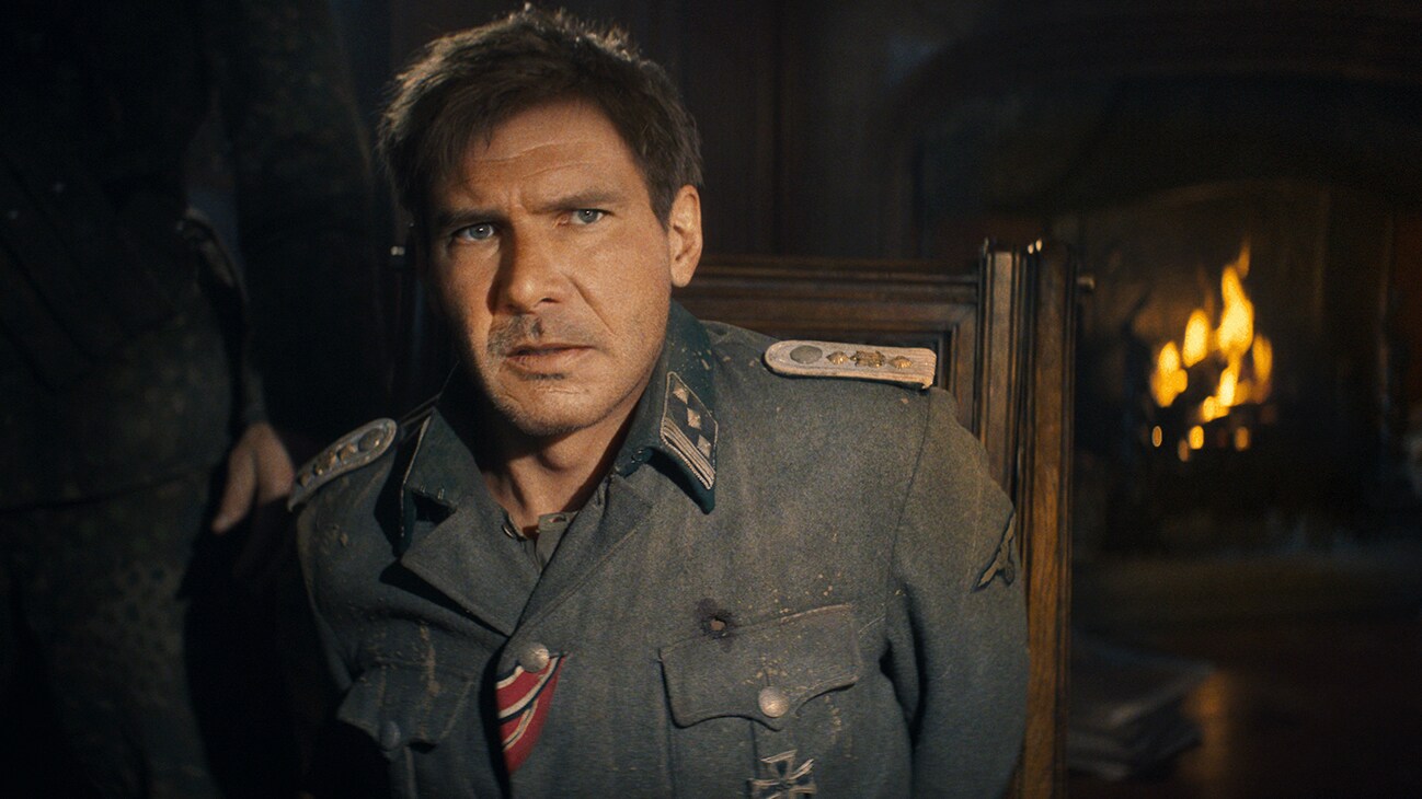 Indiana Jones (actor Harrison Ford) in a German army uniform from the Disney movie, "Indiana Jones and the Dial of Destiny."