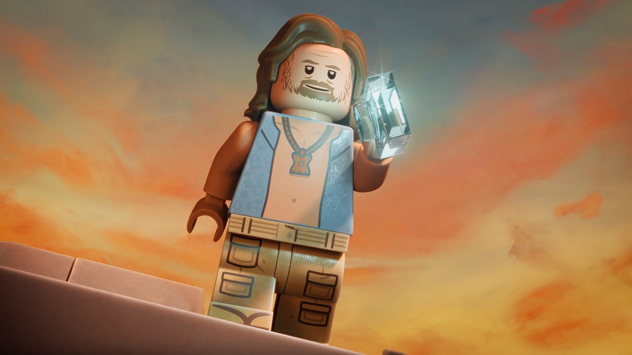 Beach Luke in a scene from LEGO® STAR WARS: REBUILD THE GALAXY, exclusively on Disney+. ©2024 Lucasfilm Ltd. & TM. All Rights Reserved.