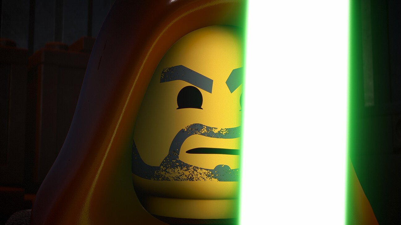 Jedi Bob in a scene from LEGO® STAR WARS: REBUILD THE GALAXY, exclusively on Disney+. ©2024 Lucasfilm Ltd. & TM. All Rights Reserved.