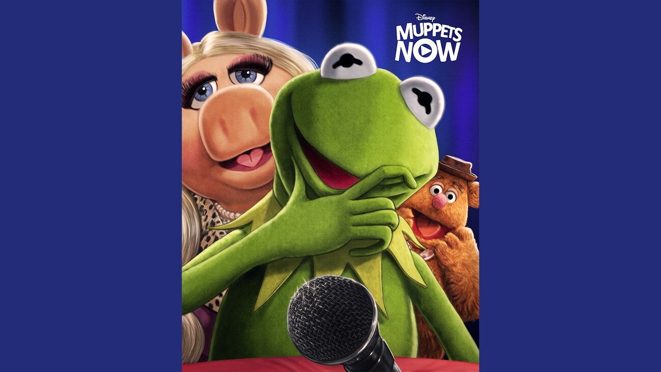 Kermit, Miss Piggy, and Fozzie Bear from the Disney+ Originals series "Muppets Now".