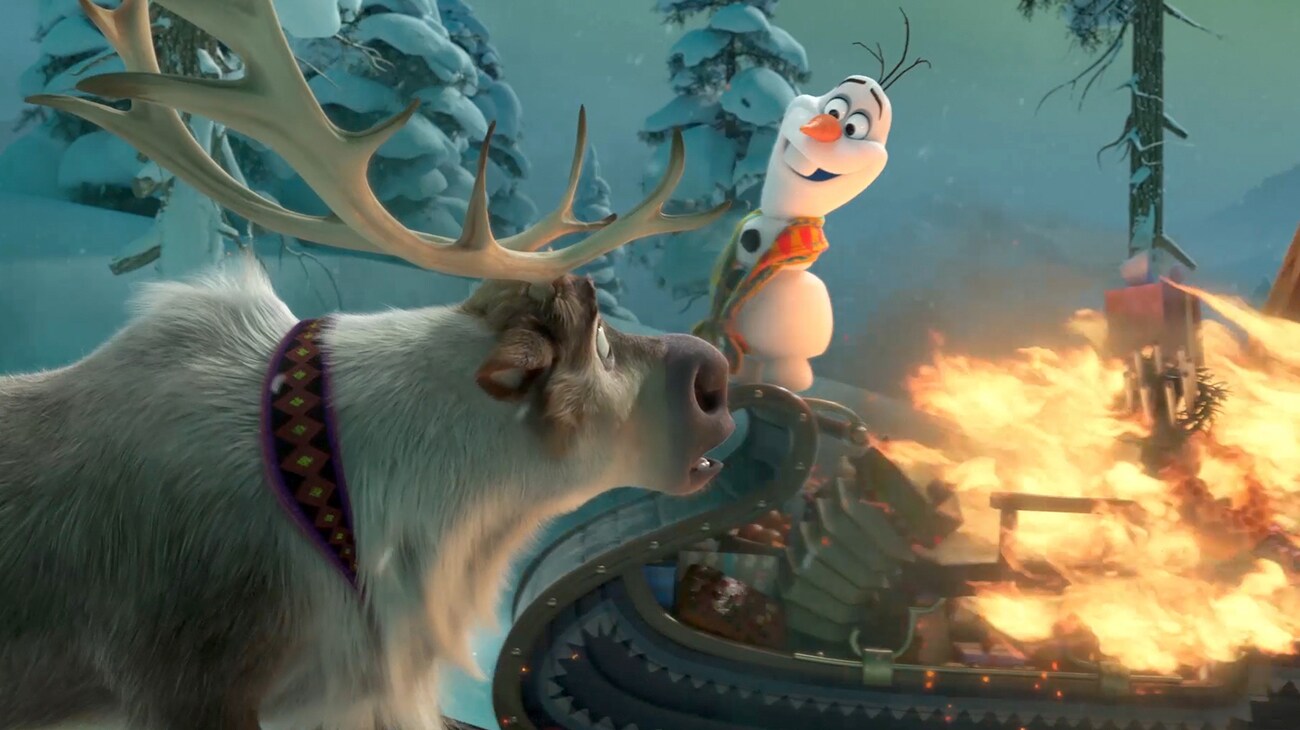 Olaf and Kristoff in "Olaf's Frozen Adventure"