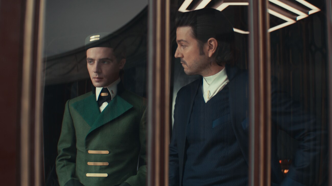 (L-R) Thela (Stefan Crepon) and Cassian Andor (Diego Luna) in Lucasfilm's ANDOR Season 2, exclusively on Disney+. Photo courtesy of Lucasfilm. ©2025 Lucasfilm Ltd. & TM. All Rights Reserved.