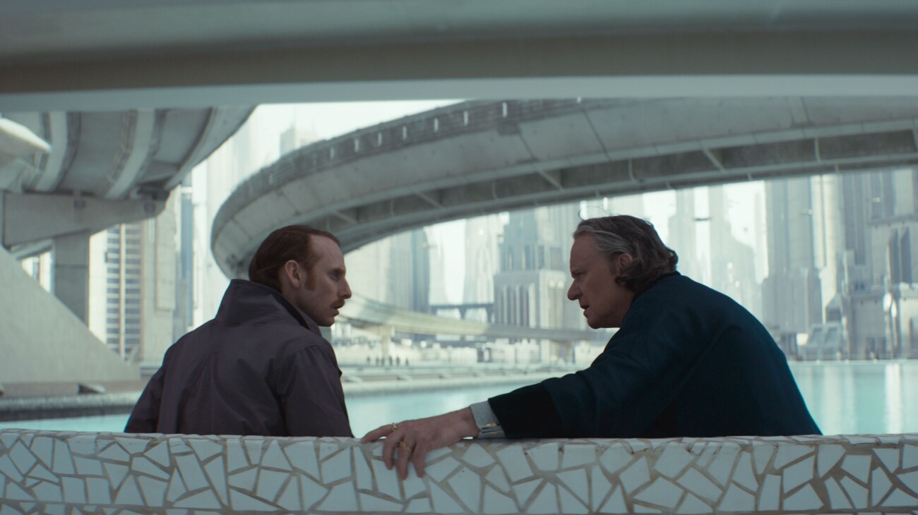 Supervisor Lonni Jung (Robert Emms) and Luthen Rael (Stellan Skarsgård) in Lucasfilm's ANDOR Season 2, exclusively on Disney+. Photo courtesy of Lucasfilm. ©2025 Lucasfilm Ltd. & TM. All Rights Reserved.
