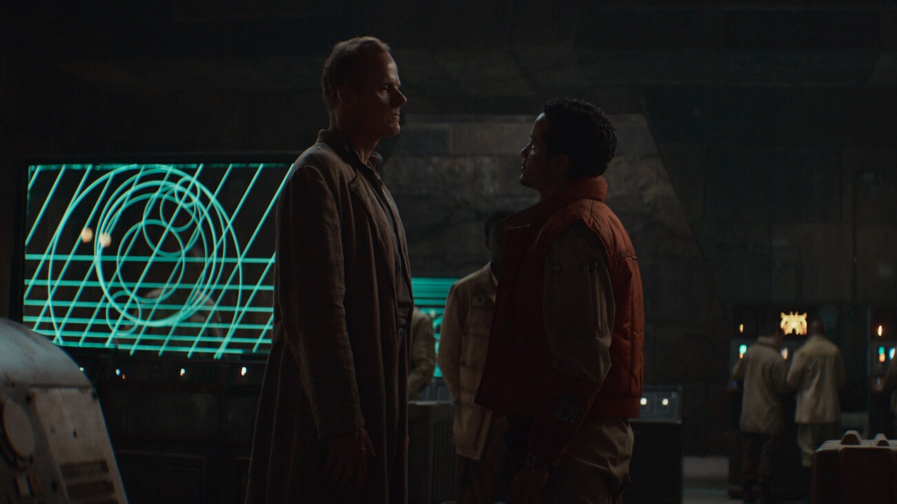 (L-R) General Davits Draven (Alistair Petrie) and Wilmon Paak (Muhannad Bhaier) in Lucasfilm's ANDOR Season 2, exclusively on Disney+. Photo courtesy of Lucasfilm. ©2025 Lucasfilm Ltd. & TM. All Rights Reserved.