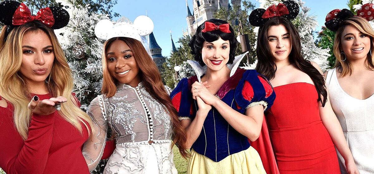 Special guest Fifth Harmony pose for a photo with Snow White