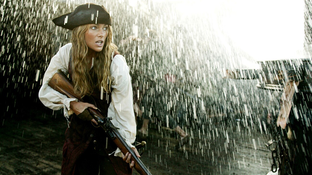 Elizabeth Swann (Keira Knightley) in the Disney movie Pirates of the Caribbean: Dead Man's Chest.