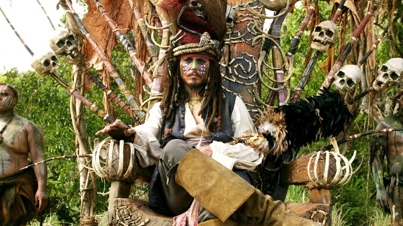 Jack Sparrow (Johnny Depp) in the Disney movie Pirates of the Caribbean: Dead Man's Chest.