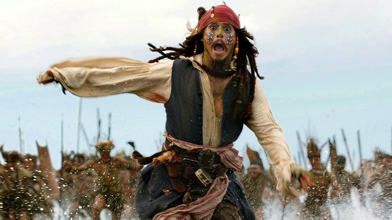 Jack Sparrow (Johnny Depp) in the Disney movie Pirates of the Caribbean: Dead Man's Chest.