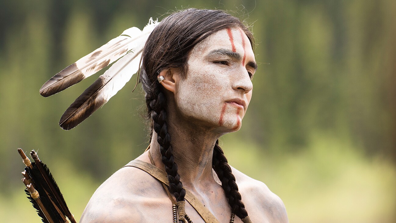 Image of a Native American from the Hulu original movie, "Prey".