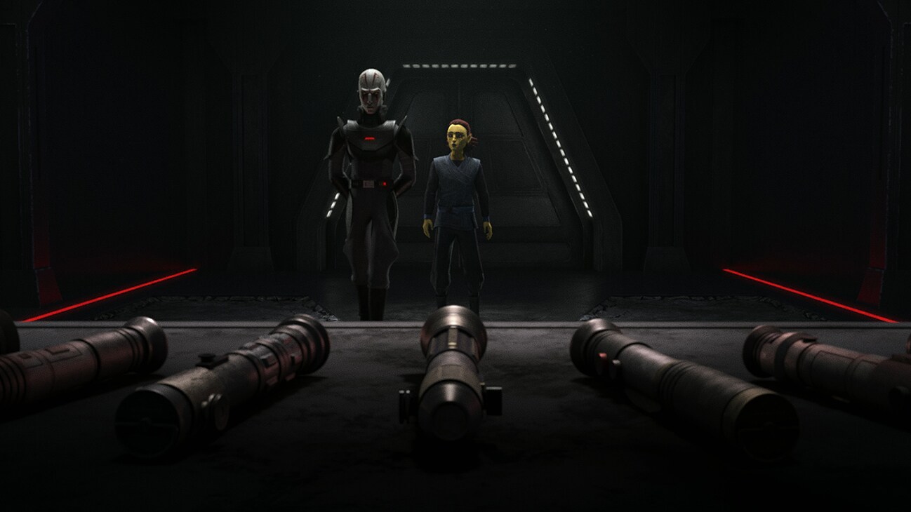 (L-R): Grand Inquisitor and Barriss Offee in a scene from "STAR WARS: TALES OF THE EMPIRE", exclusively on Disney+. © 2024 Lucasfilm Ltd. & ™. All Rights Reserved.