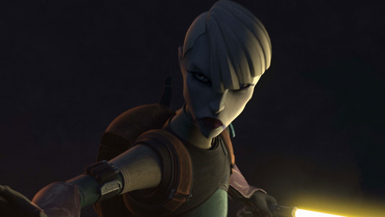 Asajj Ventress in a scene from "STAR WARS: THE BAD BATCH", season 3 exclusively on Disney+. © 2024 Lucasfilm Ltd. & ™. All Rights Reserved.