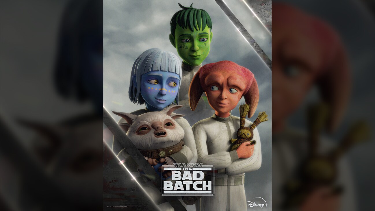 Poster image of Bayrn, Sami, Jax, and Eva from the Disney+ Original series, "Star Wars: The Bad Batch Season 3."