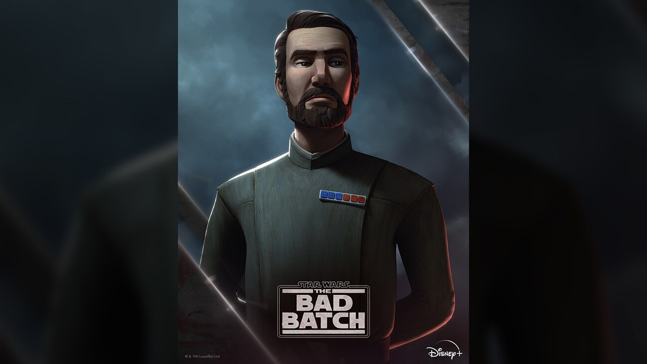 Poster image of Vice Admiral Edmon Rampart from the Disney+ Original series, "Star Wars: The Bad Batch Season 3."