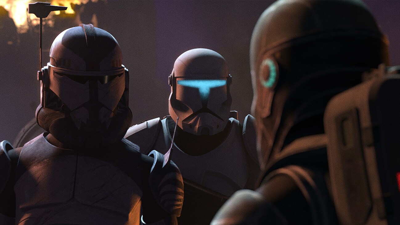 Commander Wolffe and CX-2 in a scene from "STAR WARS: THE BAD BATCH", season 3 exclusively on Disney+. © 2024 Lucasfilm Ltd. & ™. All Rights Reserved.