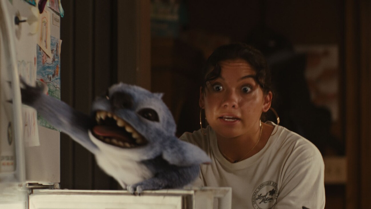(L-R) Stitch and Sydney Agudong as Nani in Disney’s live-action LILO & STITCH. Photo courtesy of Disney. © 2025 Disney Enterprises Inc. All Rights Reserved.