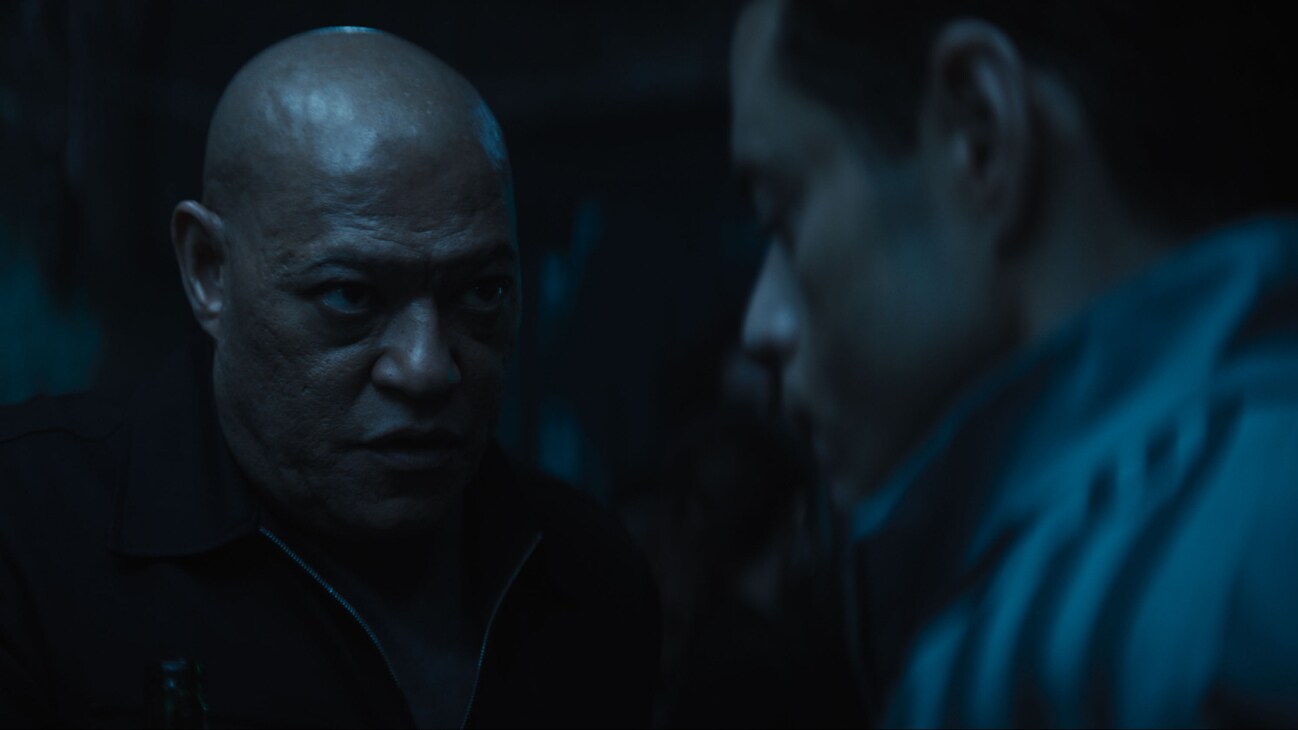 (L-R) Laurence Fishburne as Henderson and Rami Malek as Heller in 20th Century Studio's THE AMATEUR. Photo courtesy of 20th Century Studios. © 2024 20th Century Studios. All Rights Reserved.