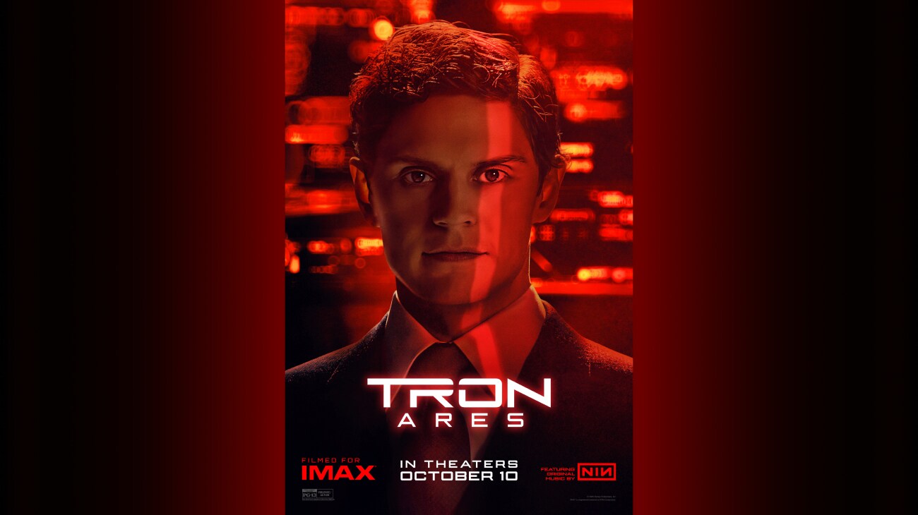 Image of Julian (Evan Peters) | Tron: Ares | In theaters October 10 | Filmed for IMAX | Featuring original music by NIN | Rated PG-13 | 2025 Disney Enterprises, Inc. All Rights Reserved | poster image