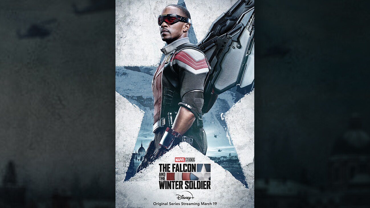Image of Falcon (actor Anthony Mackie) from the Disney+ Original series "The Falcon and the Winter Soldier".