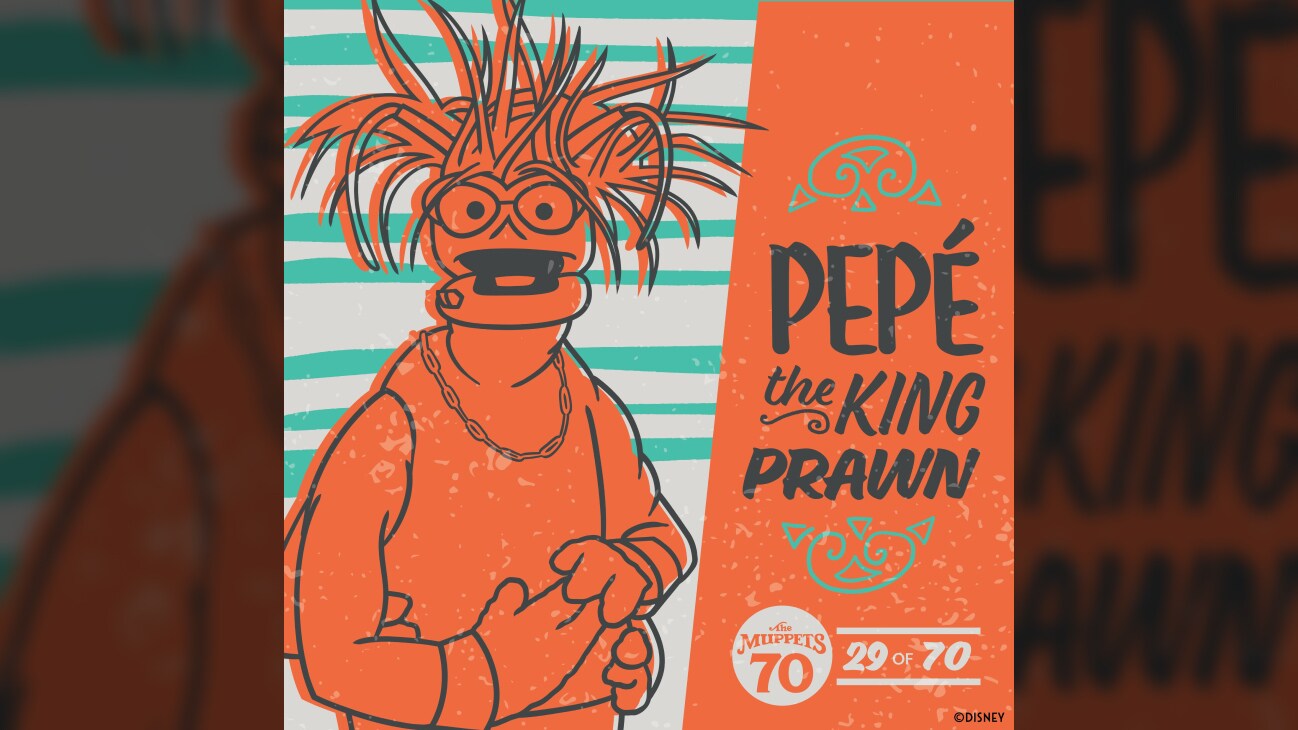 A colorful 2D image of Pepé The King Prawn from "The Muppets" | The Muppets 70 (29 of 70)